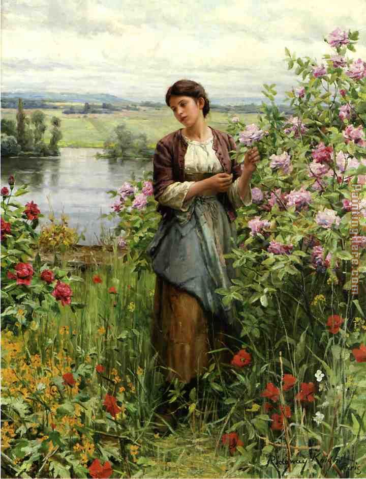 Daniel Ridgway Knight Julia among the Roses